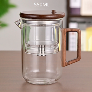 Elegant Glass Teapot with Wooden Handle & Infuser: Brew Perfect Tea