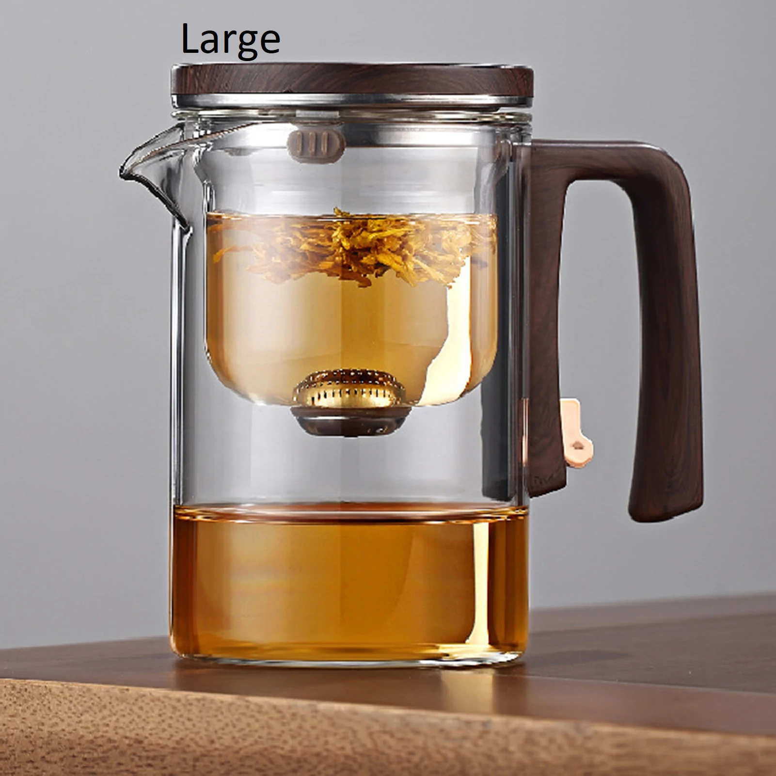 Elegant Glass Teapot with Wooden Handle & Infuser: Brew Perfect Tea