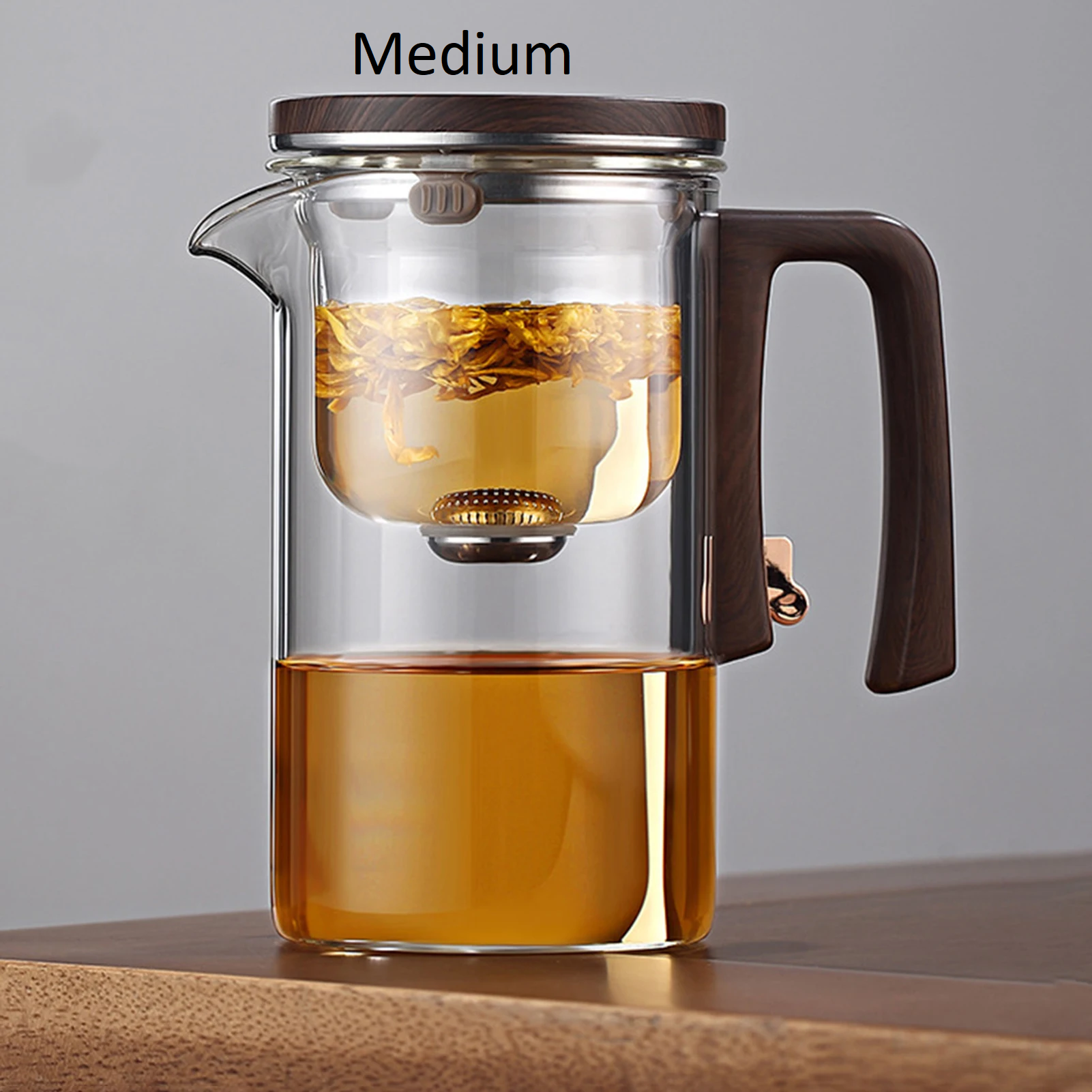 Elegant Glass Teapot with Wooden Handle & Infuser: Brew Perfect Tea