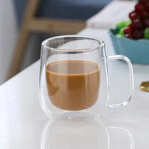 Double Wall Glass Coffee Cups: 150/250/350ml Heat Resistant