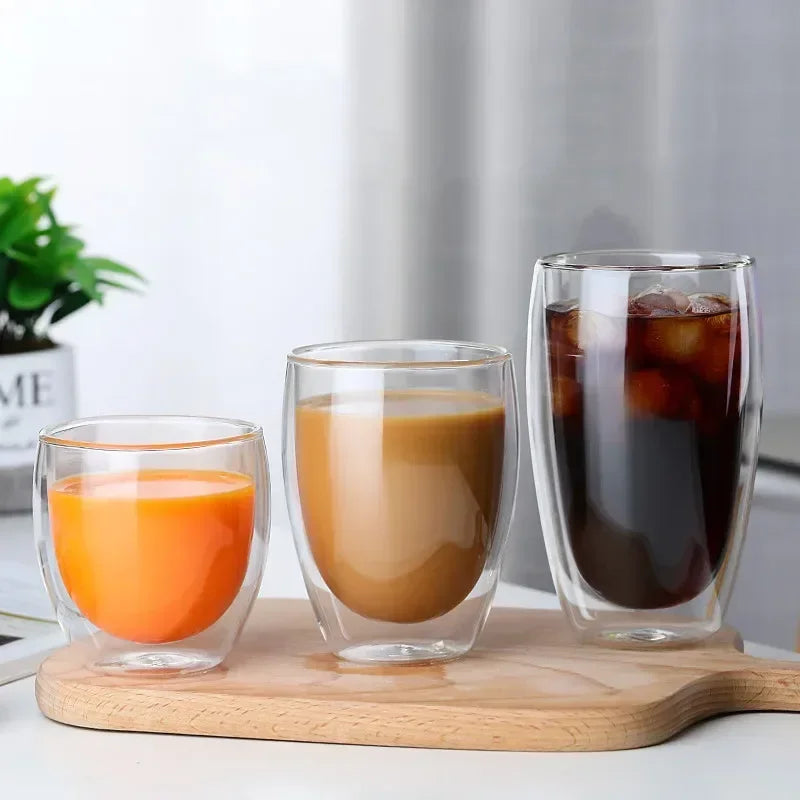 Double Wall Insulated Glass Cups (80-650ml):  Wholesale Coffee, Tea, & Beer Mugs