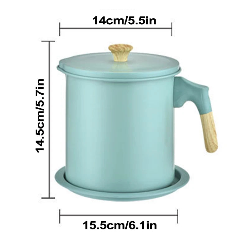 Premium Oil & Grease Strainer: 1.4L Filter Pot for Kitchen Efficiency