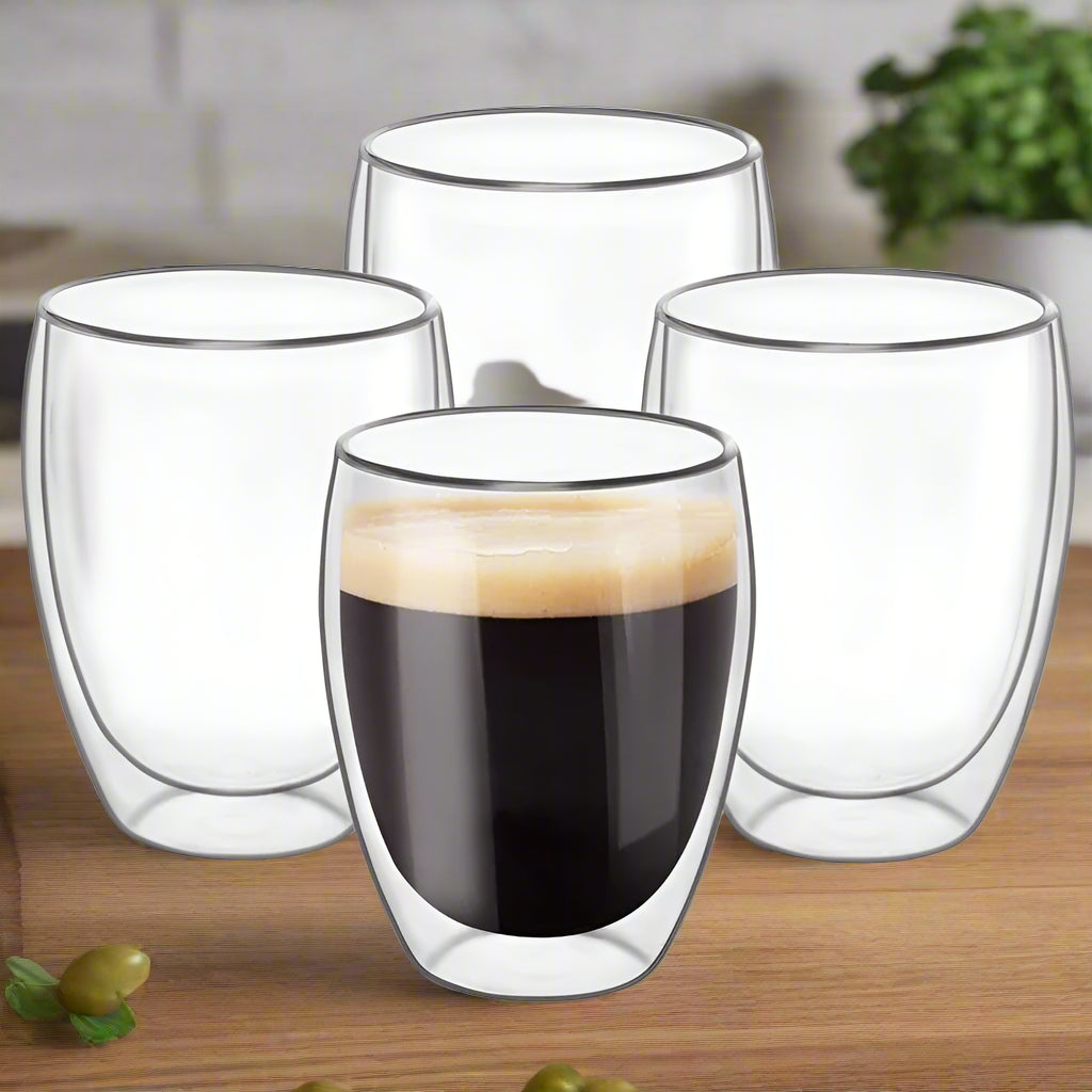 Premium Double Walled Glass Mugs: Set of 2 - Coffee, Tea, & More!