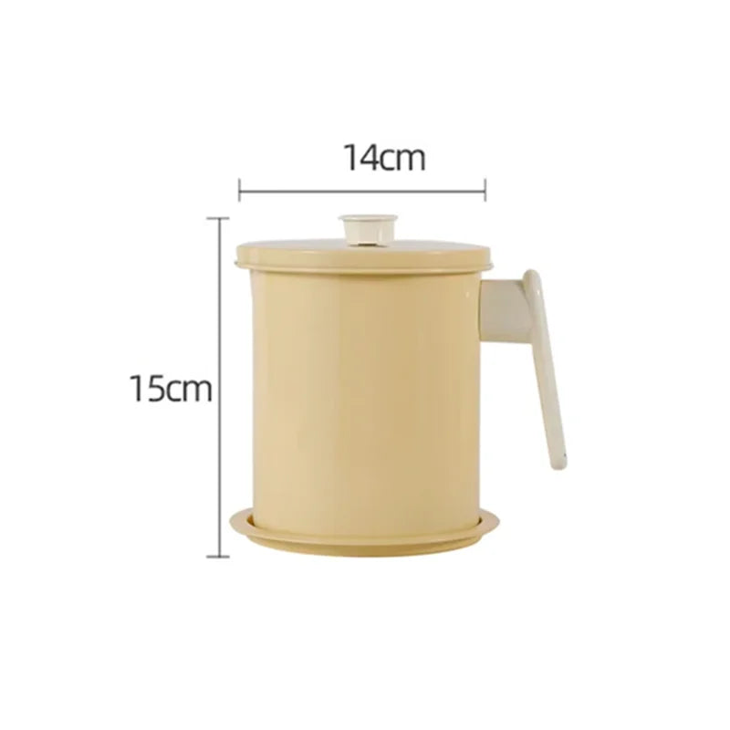 Stainless Steel Oil Filter Pot: 1.4L/1.7L Kitchen Grease Separator