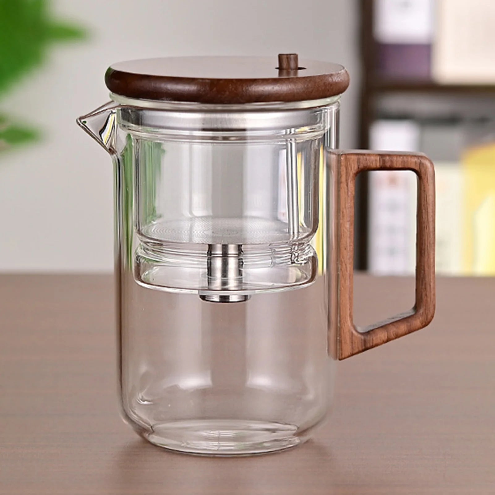 Elegant Glass Teapot with Wooden Handle & Infuser: Brew Perfect Tea