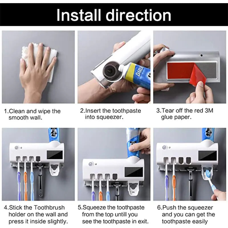 Eco-Friendly Solar Toothbrush & Paste Organizer with USB