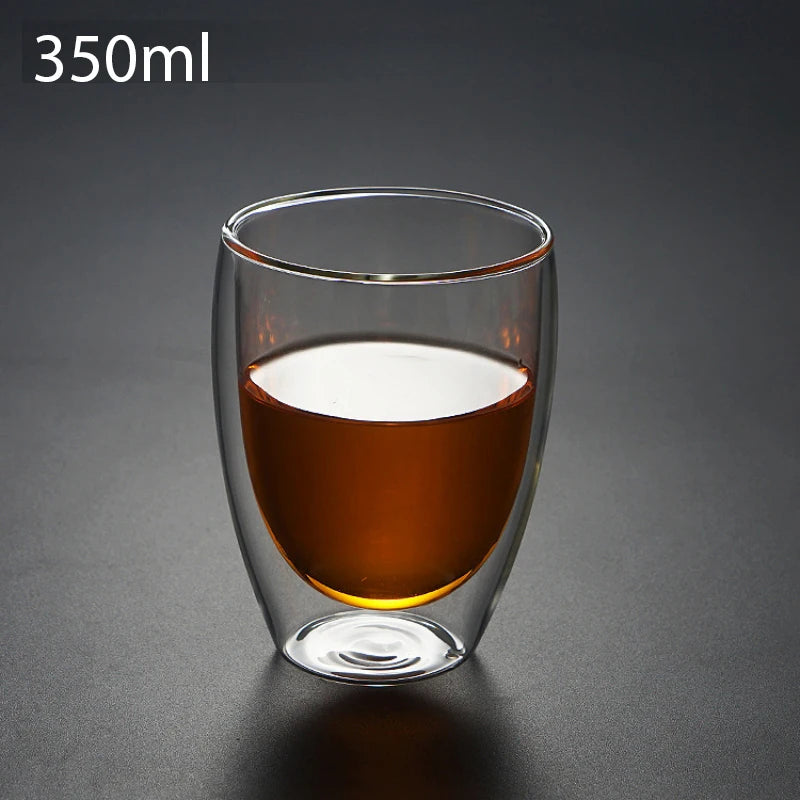 Double Wall Glass Cups: Insulated Coffee & Tea Mugs (450/250ml)