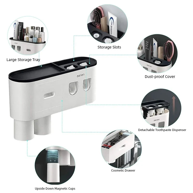 Magnetic Toothbrush Holder & Automatic Toothpaste Dispenser: Modern Bathroom Organizer