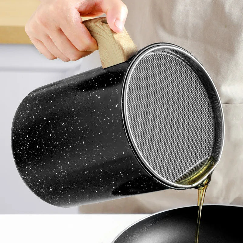 Stainless Steel Grease Strainer: Large Oil Filter Pot with Tray for Cooking