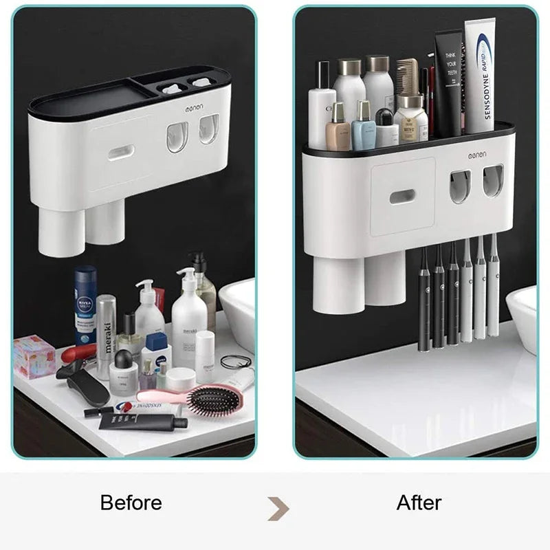 Magnetic Toothbrush Holder & Automatic Toothpaste Dispenser: Modern Bathroom Organizer