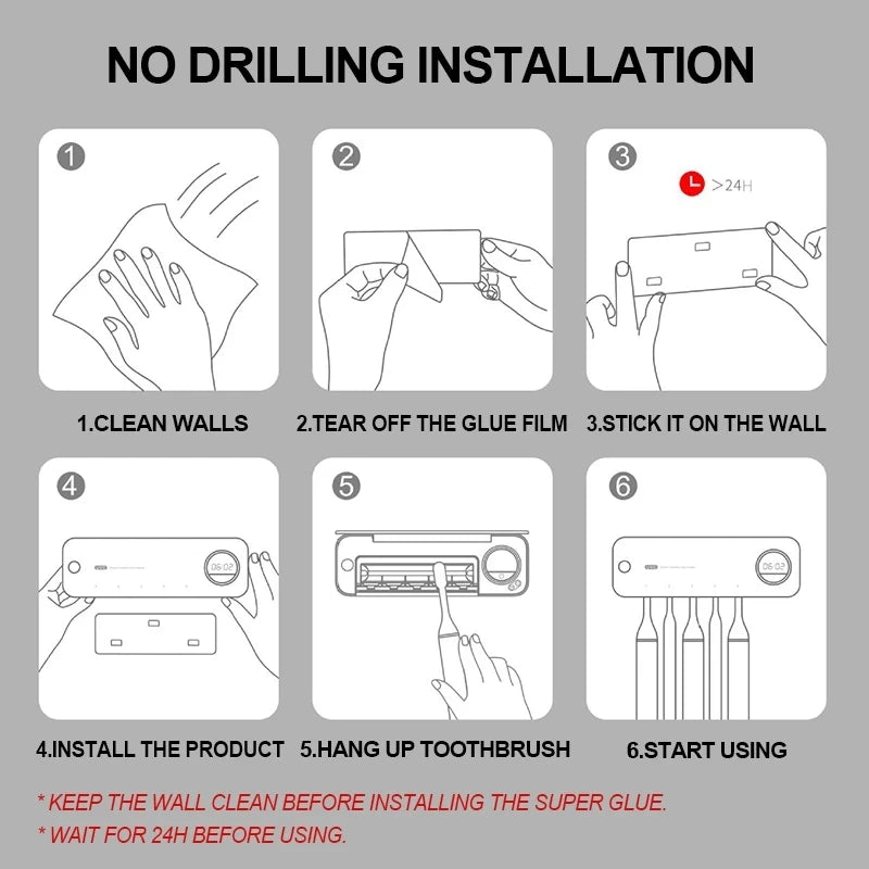 Wall-Mounted UV Toothbrush Sterilizer: Automatic Sanitization for a Hygienic Bathroom