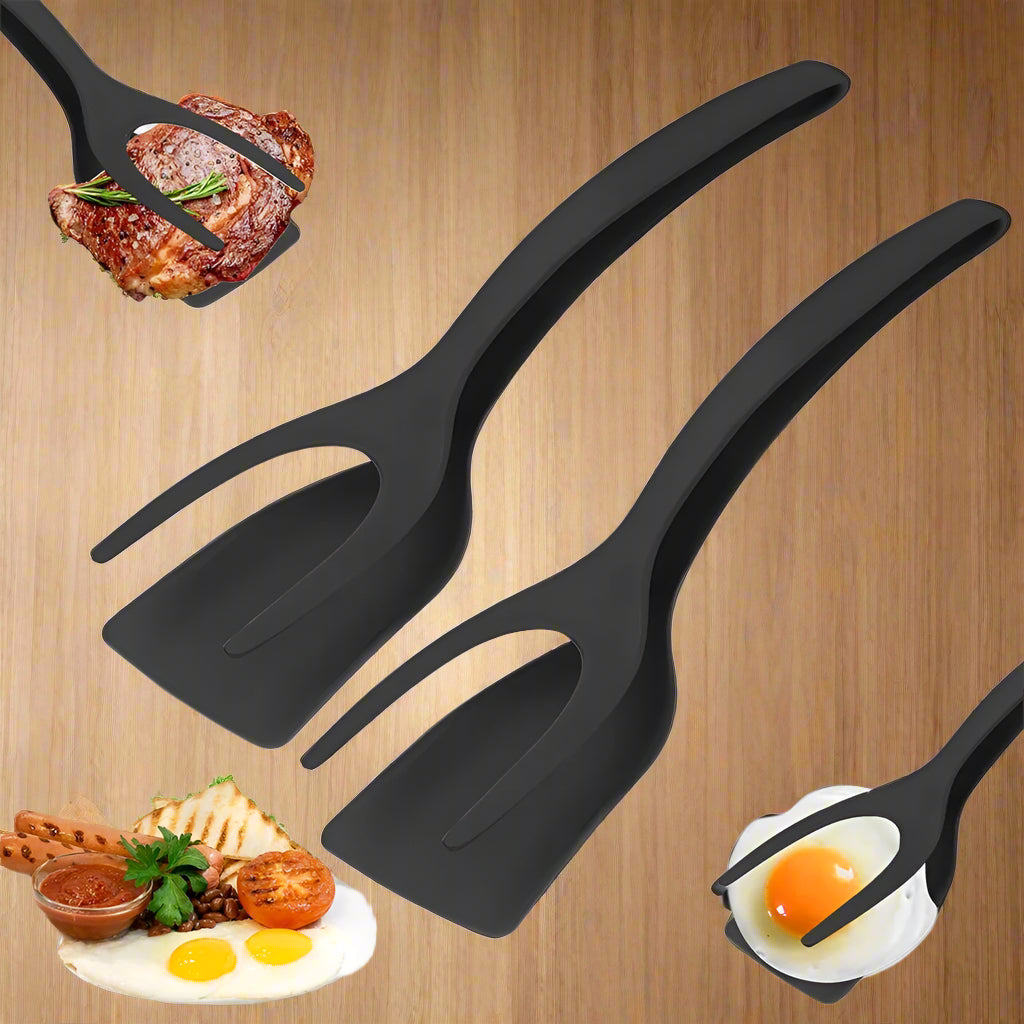 Non-Stick Egg Flipper Spatula & Tongs: Perfect Pancakes & Omelets