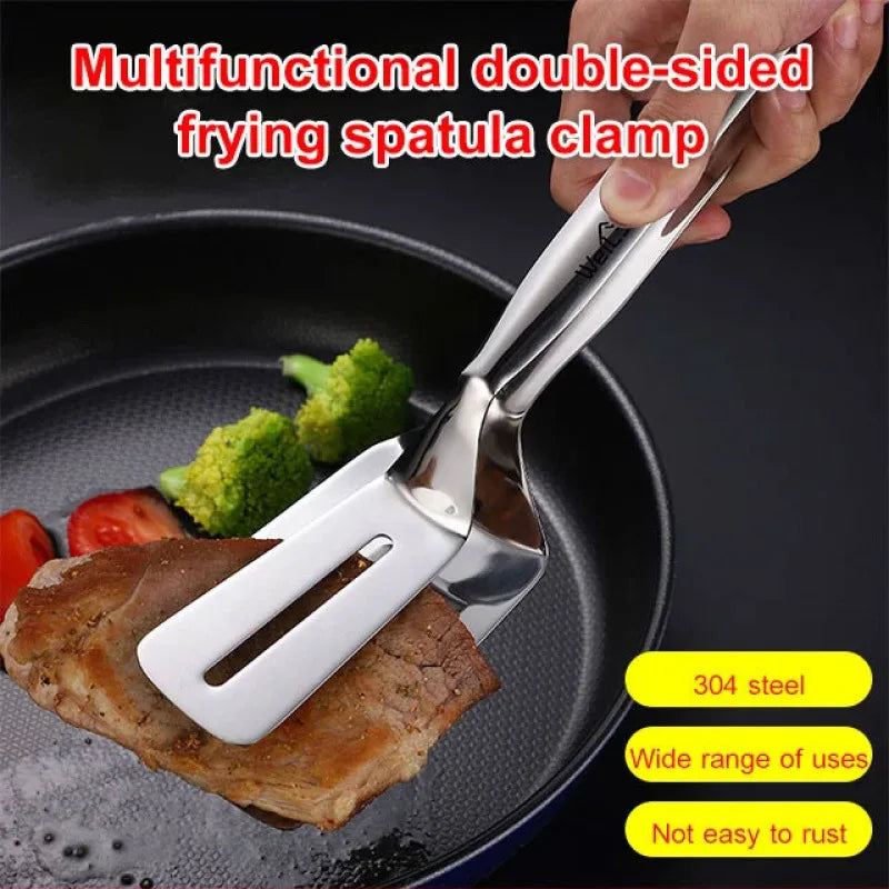 Non-Stick Double Sided Spatula & Clip:  Master Pancake, Fish & Pizza Flipping!