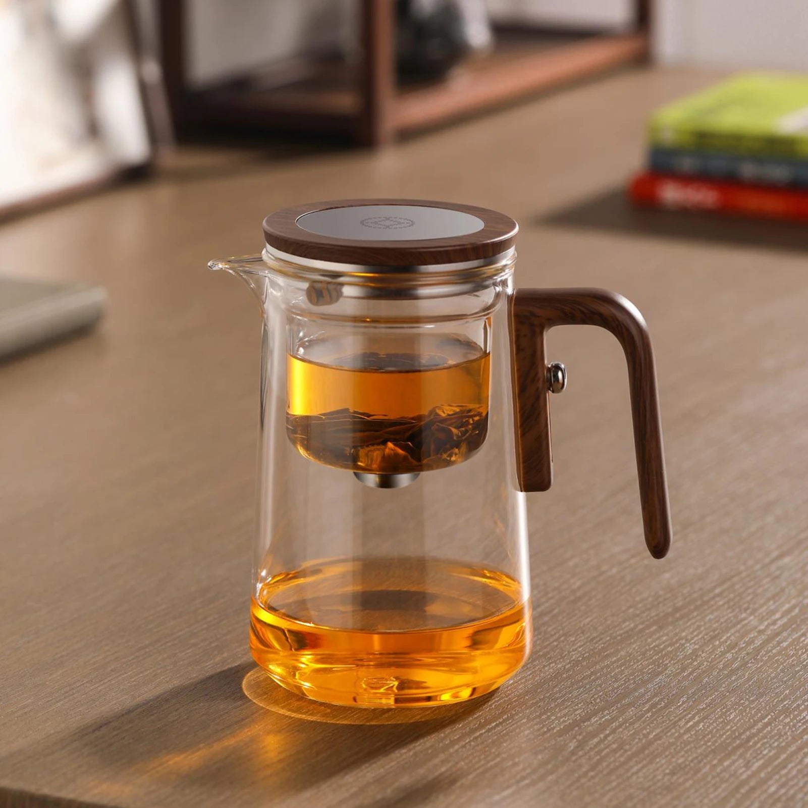 Elegant Glass Teapot with Wooden Handle & Infuser: Brew Perfect Tea