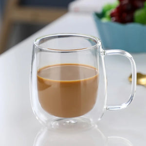 Double Wall Glass Coffee Cups: 150/250/350ml Heat Resistant