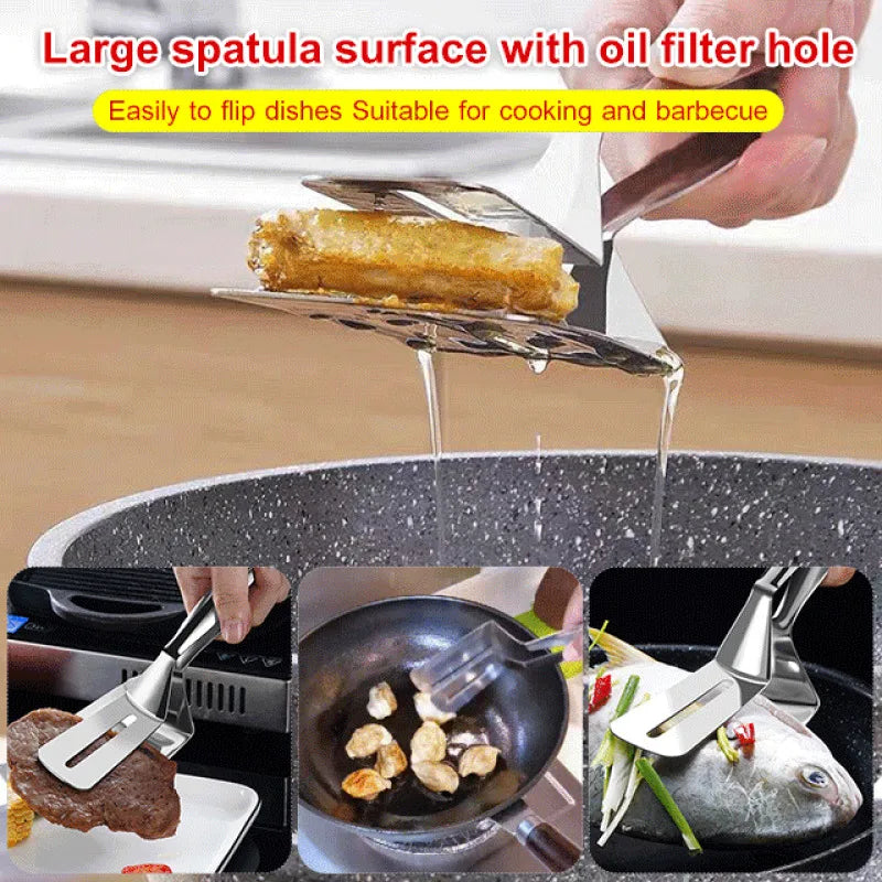 Non-Stick Double Sided Spatula & Clip:  Master Pancake, Fish & Pizza Flipping!