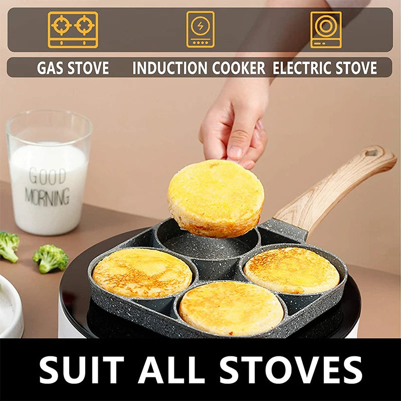 4-Cup Nonstick Egg & Pancake Pan: Perfect for Induction & Gas Stoves