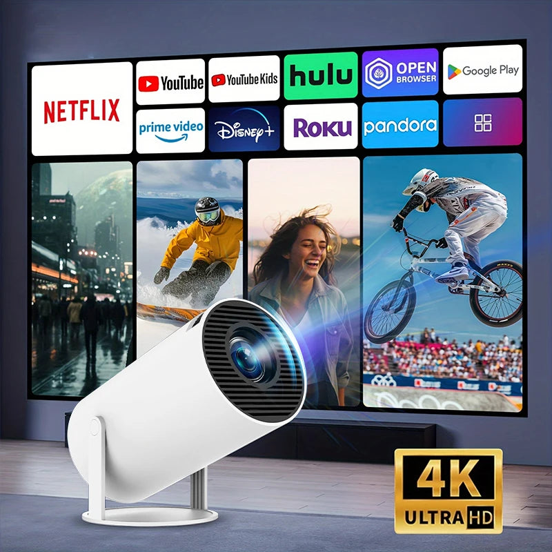 Portable 4K Projector: Android 11 Smart Projector with Dual Wifi 6