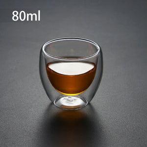 Double Wall Glass Cups: Insulated Coffee & Tea Mugs (450/250ml)