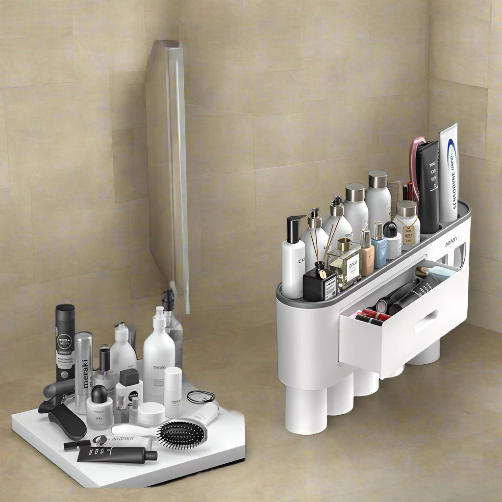 Magnetic Toothbrush Holder & Automatic Toothpaste Dispenser: Wall-Mounted Bathroom Organizer