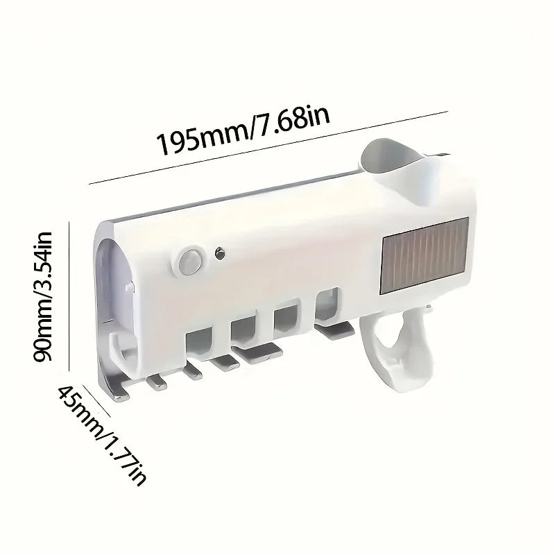 Wall-Mounted Automatic Toothpaste Dispenser & UV Toothbrush Sanitizer