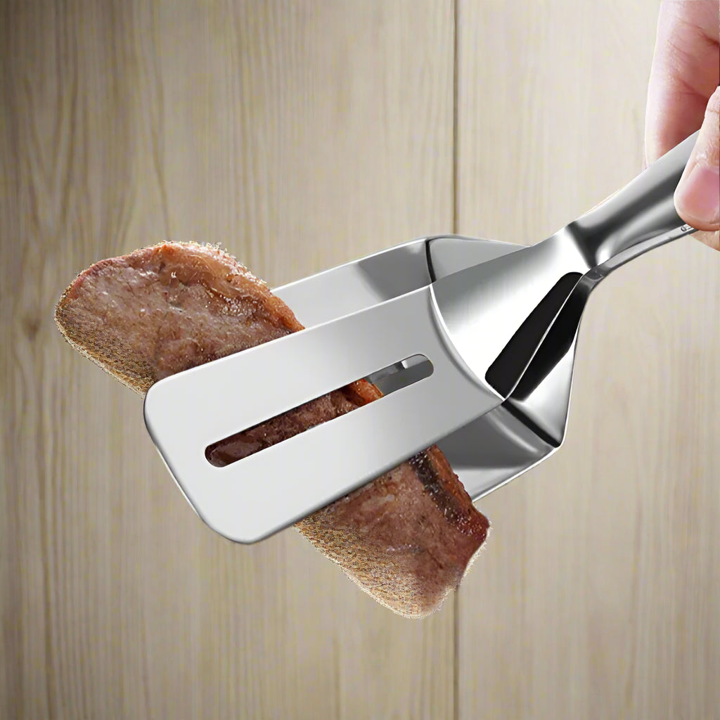 Non-Stick Double Sided Spatula & Clip:  Master Pancake, Fish & Pizza Flipping!