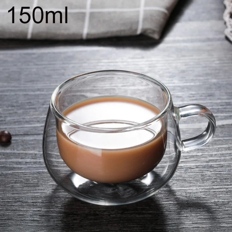 Double Wall Glass Coffee Cups: 150/250/350ml Heat Resistant