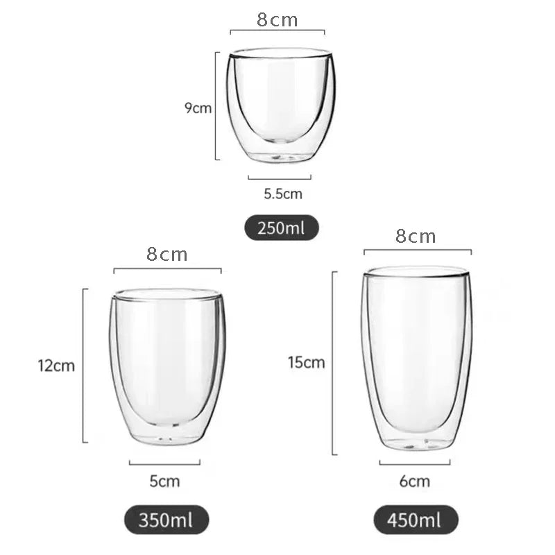 Premium Double Walled Glass Mugs: Set of 2 - Coffee, Tea, & More!