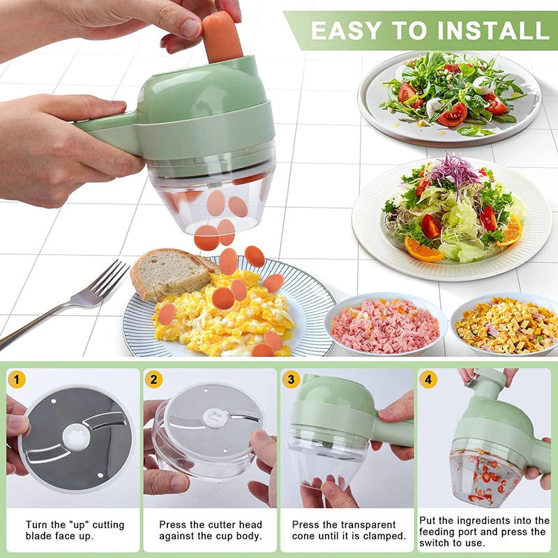 5-in-1 Electric Food Chopper: Wireless & Rechargeable Vegetable Cutter