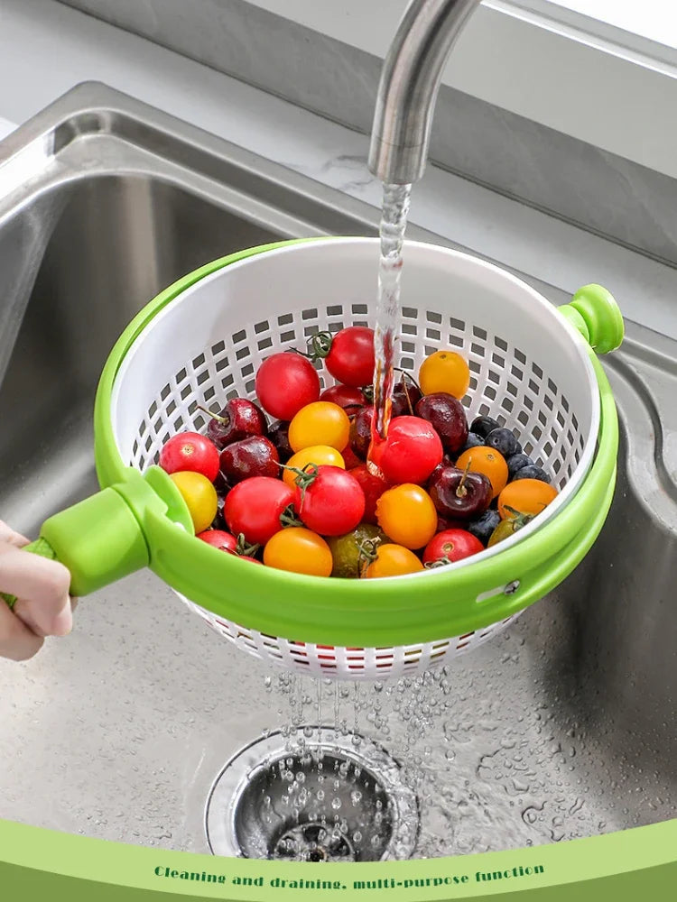 Rotating Vegetable & Fruit Washer: Fast Drying Salad Spinner