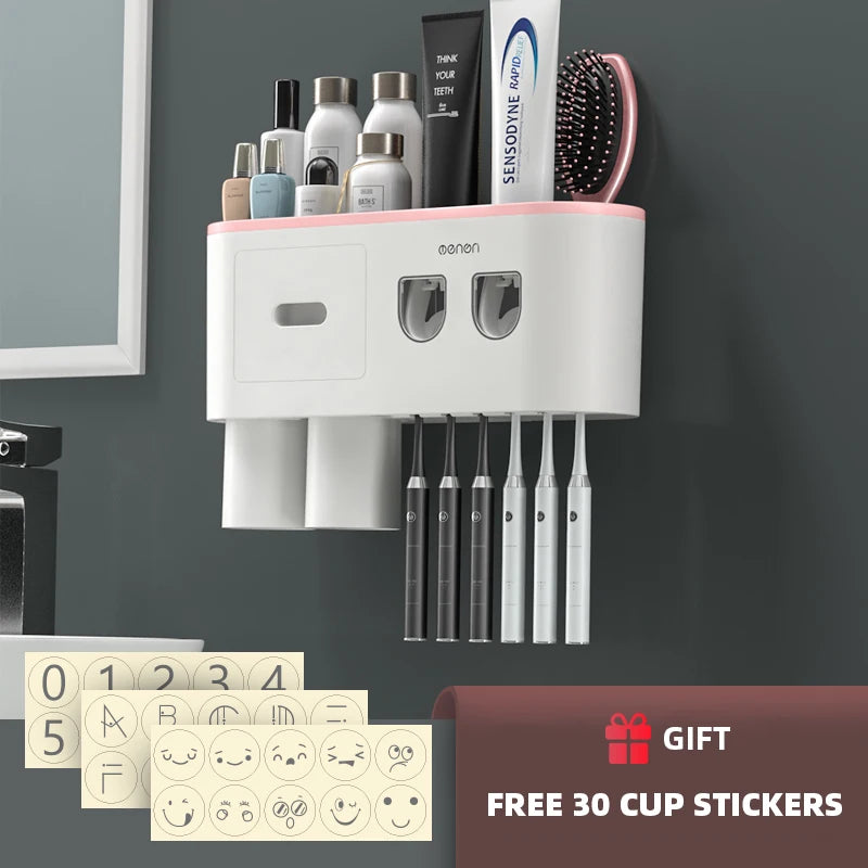 Magnetic Toothbrush Holder & Automatic Toothpaste Dispenser: Modern Bathroom Organizer