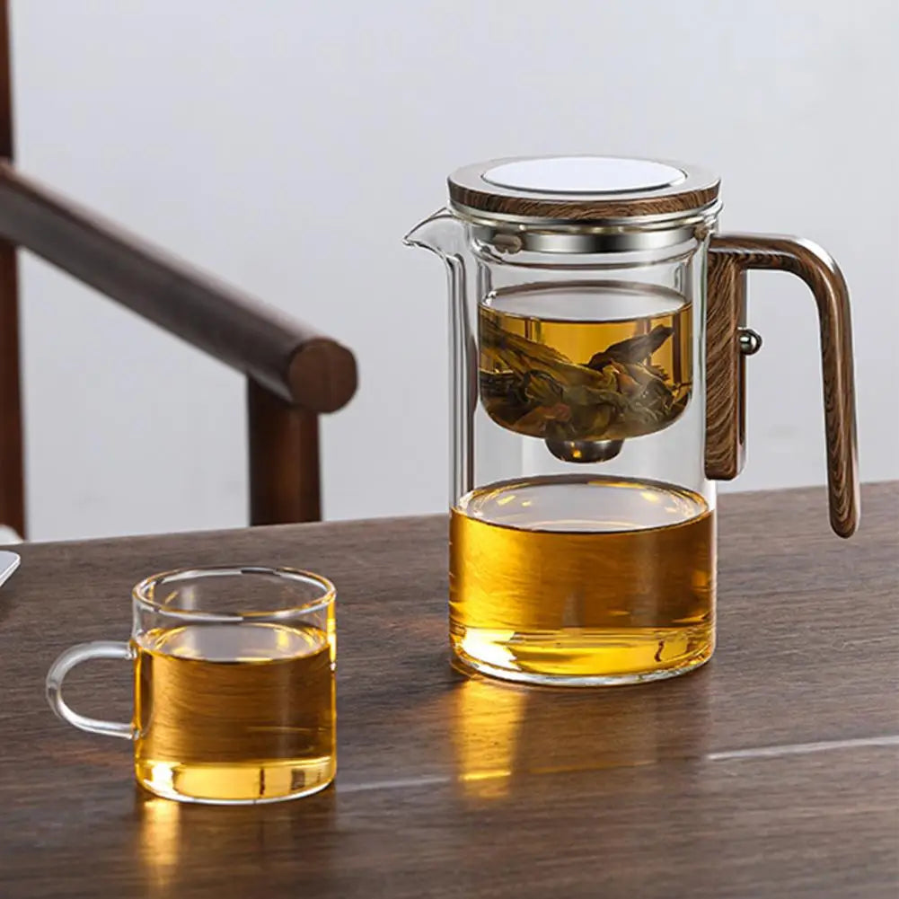 Elegant Glass Teapot with Wooden Handle & Infuser: Brew Perfect Tea