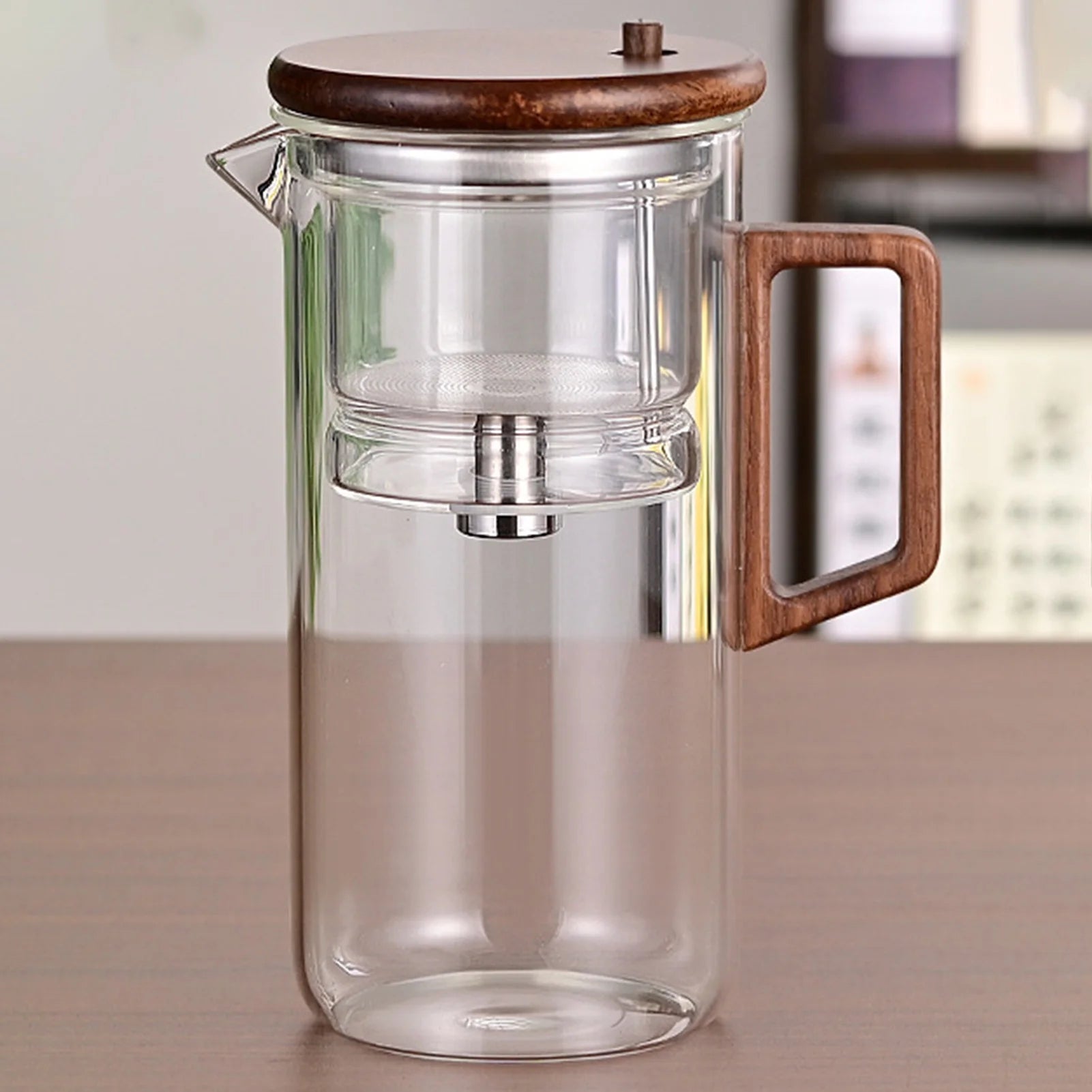 Elegant Glass Teapot with Wooden Handle & Infuser: Brew Perfect Tea