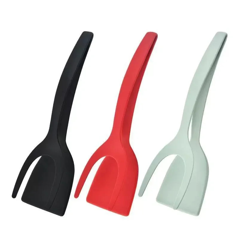 2-in-1 Nylon Flip Tongs & Spatula: Perfect for Eggs, Steak, Pancakes!