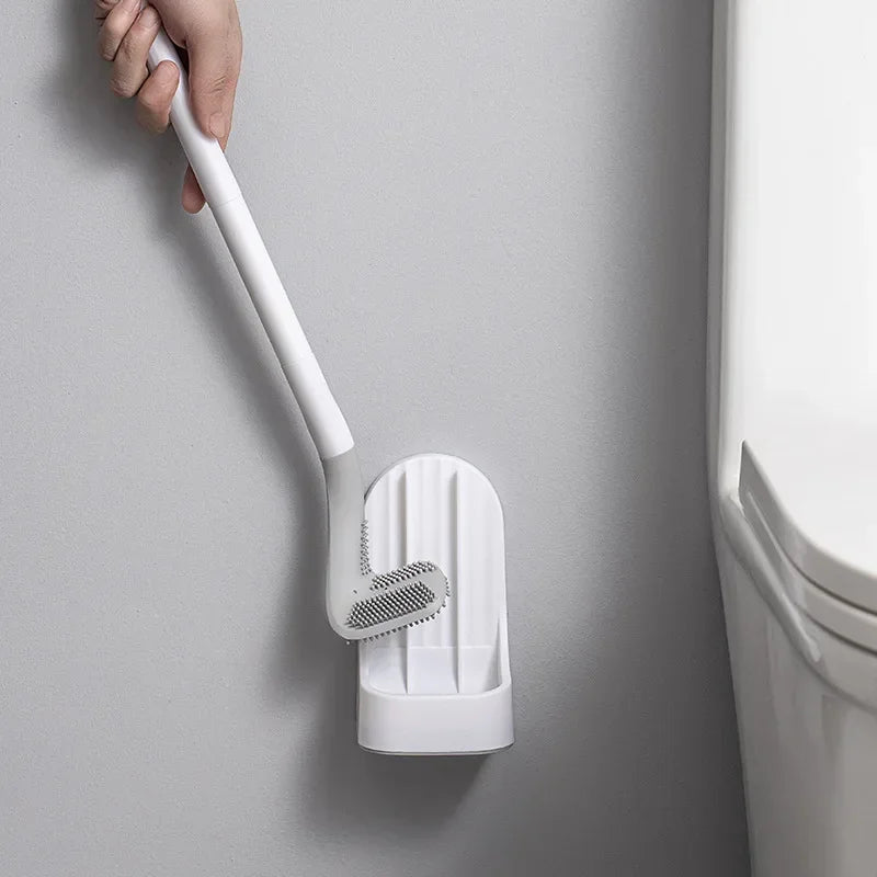 Golf Head Toilet Brush with Drying Stand: Hygienic Silicone Bristles