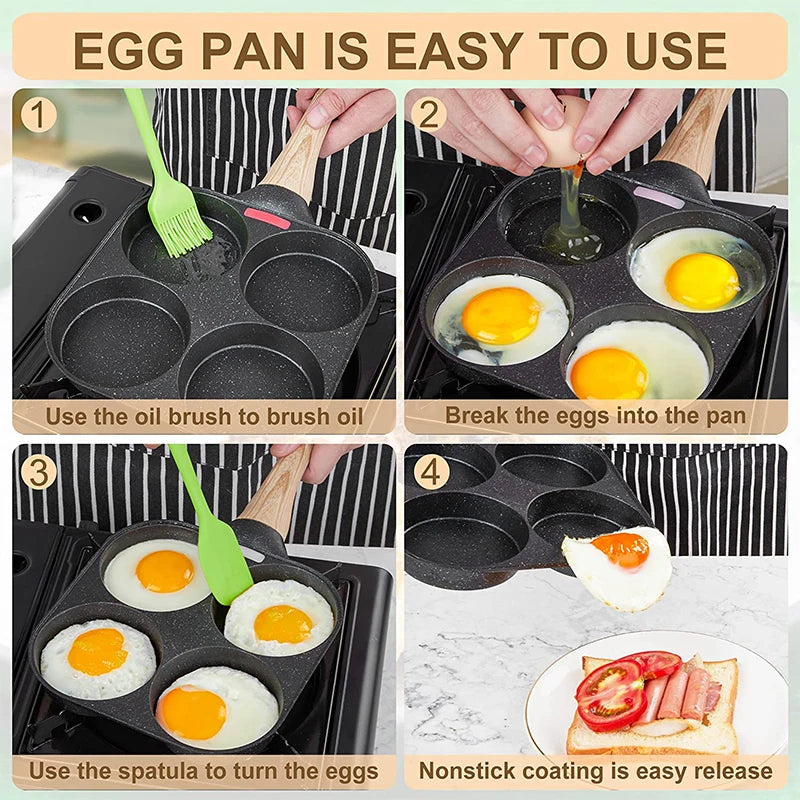 4-Cup Nonstick Egg & Pancake Pan: Perfect for Induction & Gas Stoves