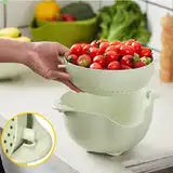 Double Layer Rotating Vegetable & Rice Washer with Handle