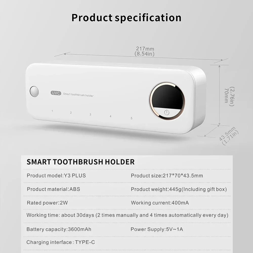 Smart UV Toothbrush & Razor Sterilizer: Wall Mount, LED Display