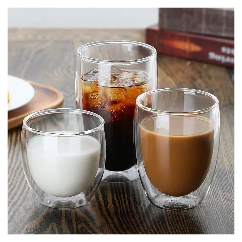 Premium Double Walled Glass Mugs: Set of 2 - Coffee, Tea, & More!