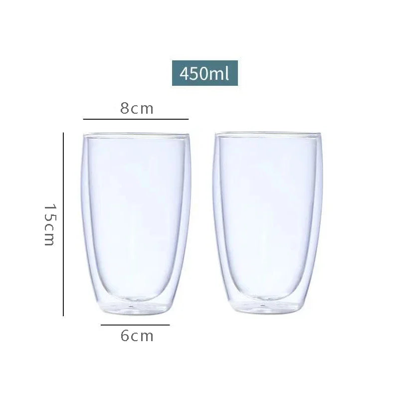 Premium Double Walled Glass Mugs: Set of 2 - Coffee, Tea, & More!