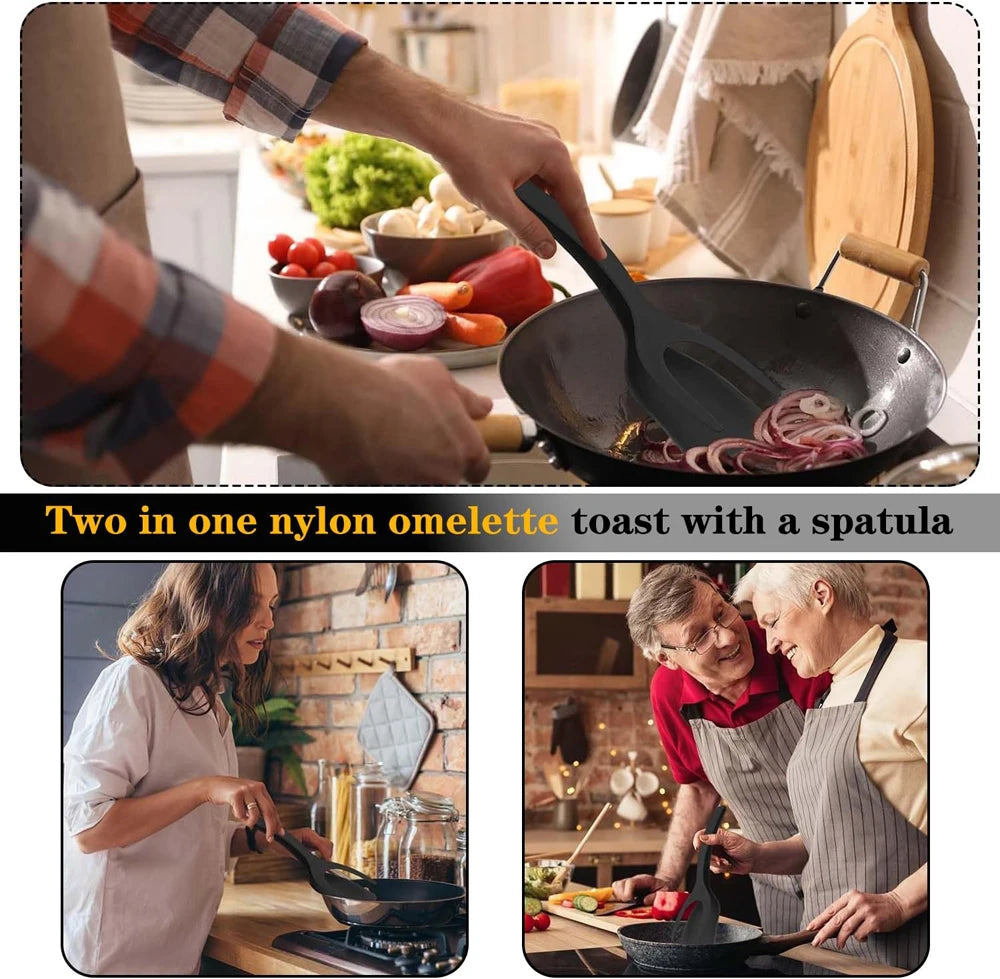 Non-Stick Egg Flipper Spatula & Tongs: Perfect Pancakes & Omelets